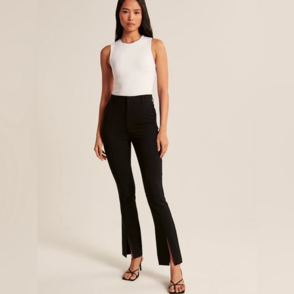 Abercrombie & Fitch The  Skinny Ultra High Rise Split Hem Pants  Black Size 31